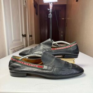 $990 Gucci L'Aveugle Par Amour Black Calf Slip-on Loafers Sz 13